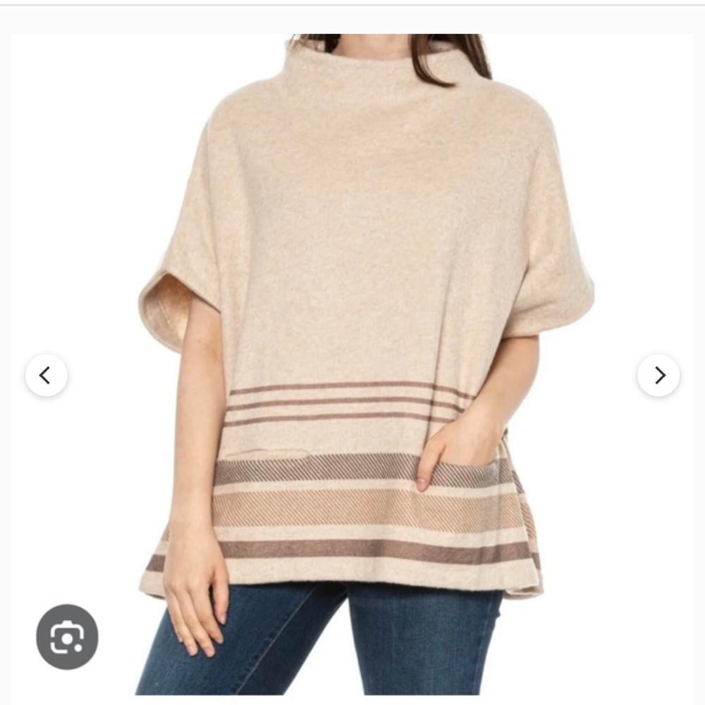 New FAHERTY'S Park City Tan & Brown Poncho Size XS/S